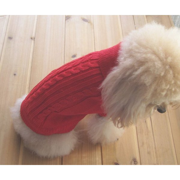 Tangpan Turtleneck Classic Straw-Rope Pro Pet Dog Sweater Apparel (Red,M)