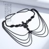 Fdesigner Vintage Flapper Head Chain Masquerade Mask Headpiece Wedding Bride Hair Jewelry Rhinestone Headbands Costume Headwear Women Hair Accessories (Unique-Black)