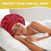 Selalu 2Pcs Satin Bonnet for Sleeping, Silk Hair Wrap for Curly Hair with Elastic Wide Band, Black Satin Bonnet for Women (Black, Red)