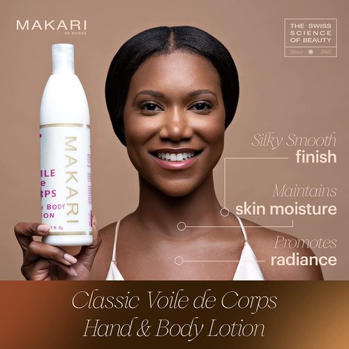 Makari Voile de Corps Hand and Body Lotion, Hydrating Dry Skin Moisturizer with Hyaluronic Acid and Caffeine - Anti-Aging, Non-Greasy Formula for All Skin Types - 17 Fl oz