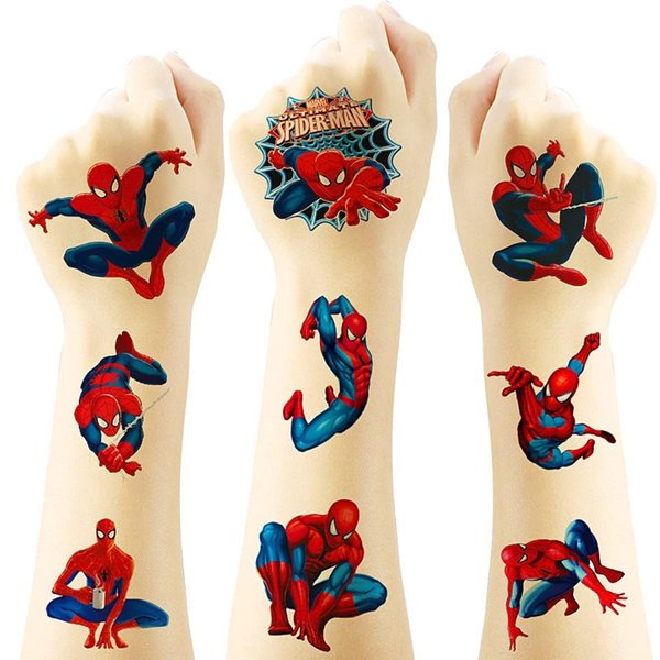 40 Sheets Spider-Man Temporary Tattoos Birthday Themed Party Supplies Decoration Favors Cartoon Cute Sticker for Kids Boys Home Activity Class Prizes Carnival Christmas Rewards (Spider-Man)