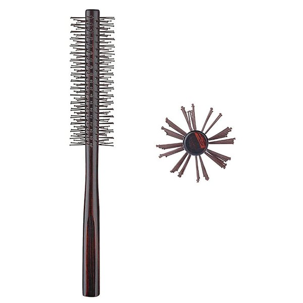 Small Round Brush for Short Hair, 1.3 Inch Mini Quiff Roller circular comb with soft Nylon Bristle for Men and Women, for Styling, Lifting, Volume, Curling Thin Hair, Bangs, Beard
