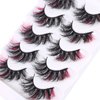 False Eyelashes with Color Deep Pink Color Lashes Fluffy Faux Mink Lashes Cat Eye Dramatic Color Eyelashes Party Long Strip Lashes Pack
