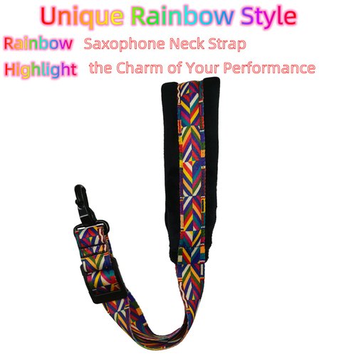 Xinlinke Saxophone Neck Strap Soft Padded Rainbow Braided Pattern for Alto Baritone Soprano Sax