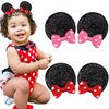 Ayesha Mickey Minnie Ears Hair Clips Mouse Ears for Toddler Girls Sequin Mouse Bows Barrettes Mice Ears Polka Dot Bows Mouse Hair Accessories for Baby Girls Toddler Kids Costume Party 4PCS