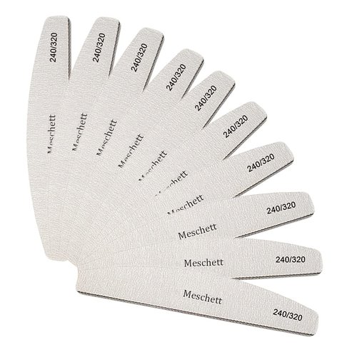 10 PCS Half Moon Nail Files,240/320 Professional Grit Nail File Reusable Double Sided Emery Boards Nail File Manicure Tools for Acrylic,Natural,Gel Nails