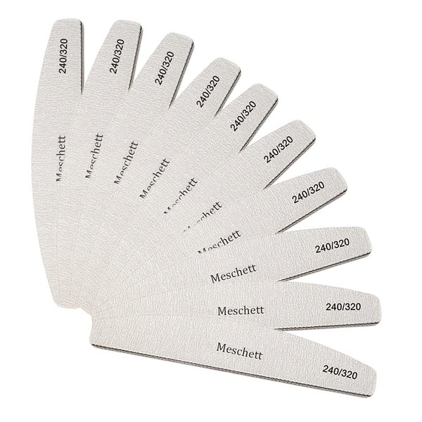 10 PCS Half Moon Nail Files,240/320 Professional Grit Nail File Reusable Double Sided Emery Boards Nail File Manicure Tools for Acrylic,Natural,Gel Nails