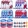 LSJDEER 36 PCS Hockey Party Favors Set Include 12 Hockey Drawstring Bag, 12 Hockey Silicone Bracelet, 12 Hockey Motivational Keychain for Ice Hockey Sports Party Birthday Gift Supplies