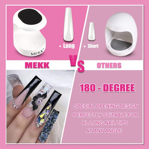 MEKK Mini UV Light for Gel Nails UV Light for Nails Innovative One Finger UV LED Nail Lamp 16W UV Nail Lamp Portable LED Nail Lamp Professional Nail Dryer for Nail Art Tools(Black)