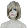 Aimole 8" Short Straight Bob Wigs with Cute Bangs Women Hair Natural Synthetic Wig(H16-613 Brown with Highlights)