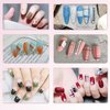 AIBEE Nail Art Brushes, 5pcs Double-Ended Acrylic Nail Brush Including 7/9/11mm Nail Liner Brush Flat Brushes and Nail Dotting Tools for Nail Art Design
