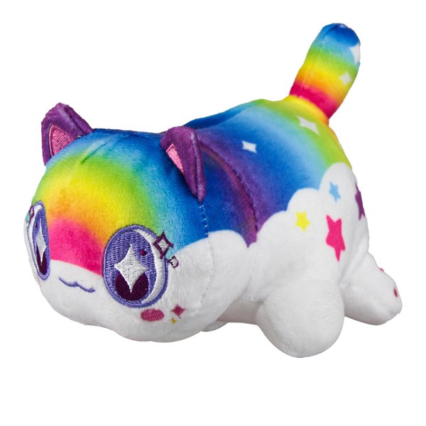 Womise Cat Stuffed Animal Plush,Mee-Meow Cat Food Plushies Cat, Cute Anime Cartoon Cat Stuffed Animal Figure Toy Plush Pillow Gift for Kids and Festival Gift (Rainbow Cat)