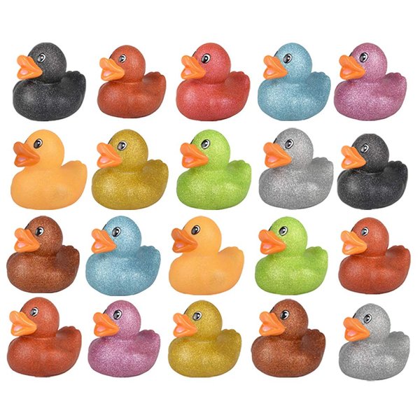 Glitter Rubber Duck Toy Assortment Duckies for Kids, Bath Birthday Gifts Baby Showers Summer Beach and Pool Activity, 2" (300-Pack)