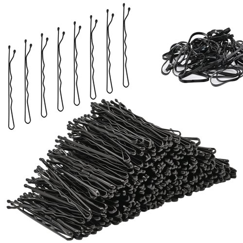 400PCS Bobby Pins Black,Hair Pins For Women,Hair Accessories For Women And Girls,Premium Hair Pins For Buns With Box For All Hair Types(2 Inch),With 50 Pcs Thick Rubber Hair Bands
