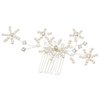 SAMKY Handmade Pearl Flower Rhinestone Crystal Bridal Wedding Tiara Hair Comb - Silver Plated FC016