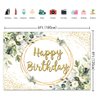Greenery Happy Birthday Party Decorations Balloon Set,with Eucalyptus Leaves Backdrop Banner,Sage Green Gold Balloon Garland Kit Arch for Girl Women Safari Jungle Birthday Party Supplies (Greenery)