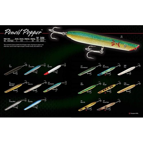 Cotton Cordell Pencil Popper Topwater Fishing Lure, Freshwater Fishing Gear and Accessories, 7", 2 oz, Pearl Blue