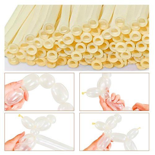 LXZFCRG 260 Balloons Clear Long Skinny Latex Balloons for Balloon Animals, 100Pcs Twisting Balloon Shine for Balloons Arch Party Supplies Weddings Birthday (Clear)