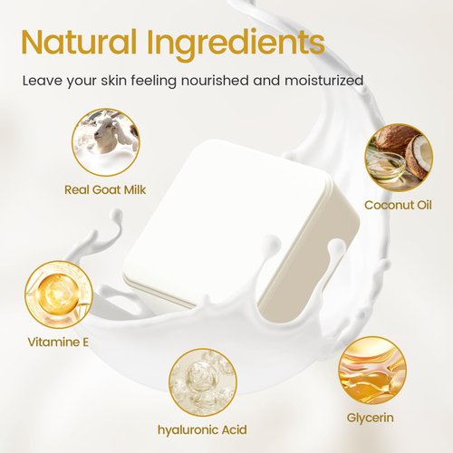 LOYATRO Goat Milk Soap Bar 4.8 oz (4 Bars) For Dry Sensitive Skin. Natural Soap For Women, Men, Kids & Baby. Great For Face & Body