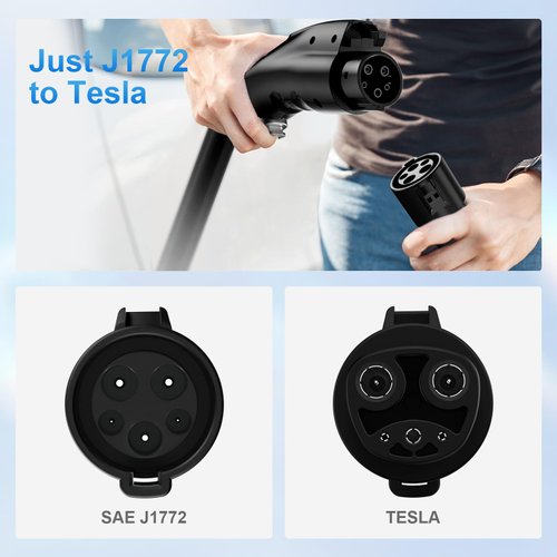 J1772 to Tesla Adapter, 80AMP 250VAC Tesla Charger Adapter for Tesla Model 3/Y/X/S, [Safety Certified] J1772 to Tesla Charging Adapter, Fast Charging, Optimal Fit, Easy Setup [Only for Tesla Owners]