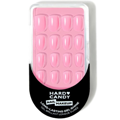 Hard Candy Press On Nails, Reusable with Gel Shine Finish, CUTE, Pink Nails, Round Almond Nails with Nail Glue and Travel Case