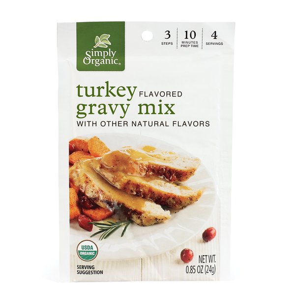 Simply Organic Roasted Turkey Flavored Gravy Mix, 0.85 Ounce 12-Pack, Cert. Organic, Gluten-Free, Kosher, Rich Turkey Gravy