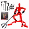 T-13 Creative Action Figure with Pose Stand,Anime Robot Building Toy Sets,Lucky Puppet Joints for Boys,Girls,Men,Women,Multi-Jointed Moveable Dummy Desk Decoration,Desktop Ornament for Game Lover,Red