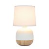 Simple Designs LT2078-LWW Petite Mid Century Table Lamp, Light Wood and White