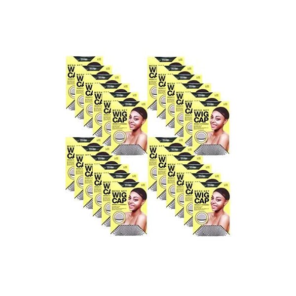 STUDIO LIMITED Black Mesh Net Wig Cap Durable Nylon Elastic Band Closed End (24 Pack)