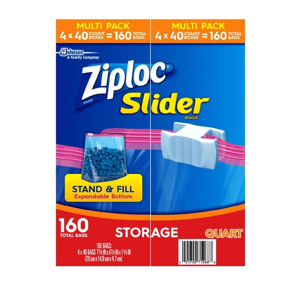 Product of Ziploc Slider Storage Bags, Quart Size, 160 ct. - Food Storage Bags & Containers [Bulk Savings]