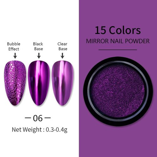 Purple Chrome Nail Powder Mirror Effect Metallic Dust Holographic Glitter Glazed Manicure Decoration Reflective Pigment for DIY Gel Polish Nail Art, Resin Craft, Gifts