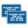 Classic Framed Please Turn the A/C Off When Not In Use Door or Wall Sign | Eco-Friendly Home Sign (Blue) - Small (2 Pack)