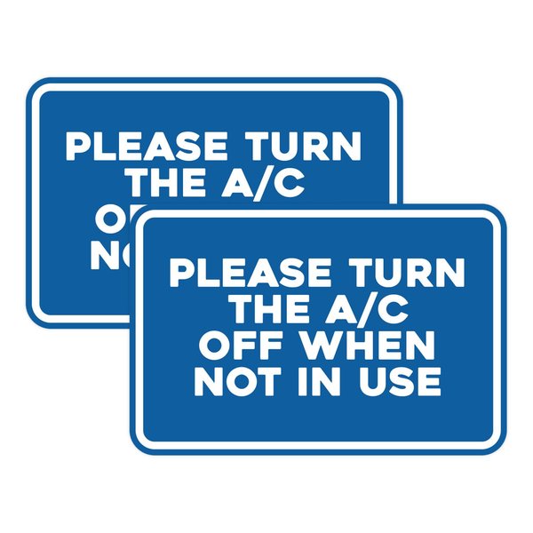 Classic Framed Please Turn the A/C Off When Not In Use Door or Wall Sign | Eco-Friendly Home Sign (Blue) - Small (2 Pack)