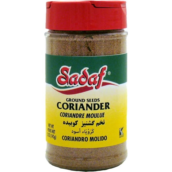 Sadaf Coriander Seeds Ground - Coriander Seeds Powder for Cooking and Food Flavoring - Mediterranean Cuisine - Semilla de Cilantro - Kosher - 5 Oz Pet Bottle with Shaker Top