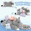 Tezituor Hippo Stuffed Animals Set, 16''Soft Mommy Hippo Plush with Baby Hippo Toys for Girl Boy, 5Pcs Stuffed Hippo Gift for Kids, Cute Stuffed Hippopotamus Plush Pillow for Birthday Christmas Decor