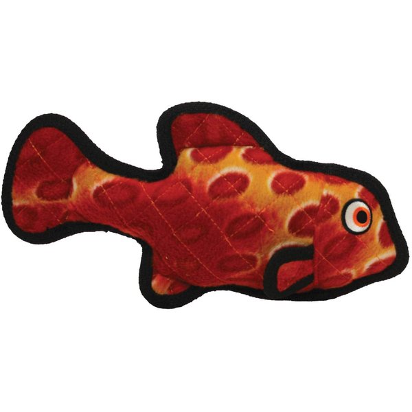 TUFFY - World's Tuffest Soft Dog Toy - Ocean Fish- Squeakers - Multiple Layers. Made Durable, Strong & Tough. Interactive Play (Tug, Toss & Fetch).Machine Washable & Floats (Regular, Red)