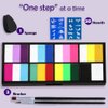 Face Painting Kit - Professional Rainbow Split Cake for Body & Face Makeup, Water Activated, 8 x 10g, with Stickers, Brushes, Sponges, for Halloween, Christmas, Easter, Parties