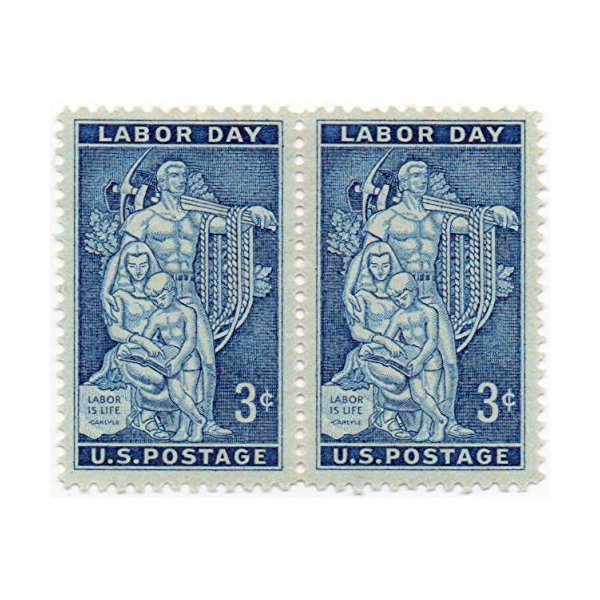 US Postage Stamp Pair 1956 Labor Day Issue 3 Cents Scott #1082