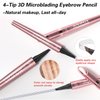 3D Eyebrow Pencil, 4 Tip Microblading Eyebrow Pencil, 24 Hours Smudge Proof Brow Pen, Brow Pen Makeup Natural Fine Stroke, Waterproof Eyebrow Pencil for Women (Black)
