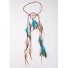 Jumwrit Bohemian Dreamcatcher Feather Headband Indian Gypsy Headpiece with Blue and Brown Feather Tassel Elastic Band Beaded Hairband Hippie Costume Accessories for Women and Girls