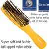 Giorgio Neon GION1O (7.75" Orange) Gentle Touch Detangler Hair Brush - Scalp Brush / Travel Brush Stimulates Hair Growth with Dual-Length Soft Nylon Bristles for Sensitive Scalps - Anti Static Brush