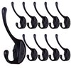 Dseap Coat Hooks Wall Mounted, Pack of 10, Metal Hooks for Hanging, Black