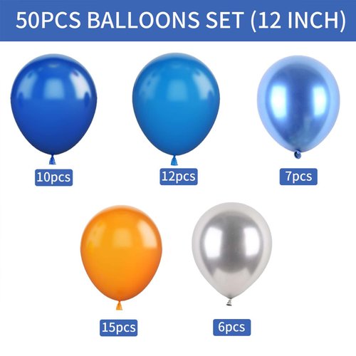 50PCS Blue and Orange Balloons,12 inch Blue and Orange Balloon Arch Kit Party Decorations,Suitable for Birthday Baby Shower Graduation Engagement Party Decorations