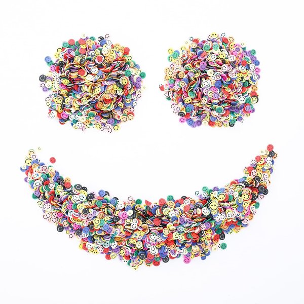HOCIBES 5000PCS Polymer Clay Slices,Cute Fimo Slices,3D Polymer Clay Nail Art Decoration Slices, Flower Slices for Nail Art,Slime Add Ins Decoration and DIY Craft (Smile)