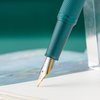 Hongdian Green Forest Fountain Pen Blade Nib Classic Design Calligraphy Pen with Converter and Metal Pen Case Set