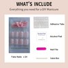 Lifextol French Tip Press on Nails Short Fake Nails Square Stick on Nails Press ons with Adhesive Tabs,24pc Pink Press on Nails French Nails Press on