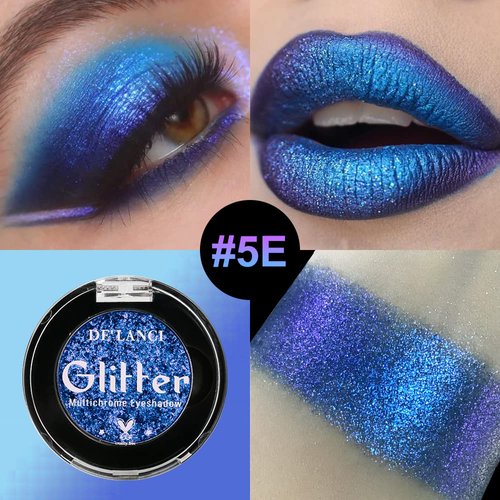 Shimmer Duochrome Eyeshadows Makeup Palette Blue Purple, Glitter Metallic MultiChrome Sparkling Eye Shadow Multi Holographic,Long Lasting and No Creasing Smooth Waterproof for Eyes Makeup