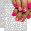 Flower Nail Art Stickers, Floral Daisy Nail Decals 3D Self-Adhesive Pink White Cute Daisy Small Flower Spring Summer Flower Nail Design Manicure Tips Nail Decor Accessories for Women Girls(6Sheets)