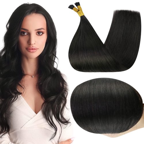 Full Shine Itip Human Hair Extensions Natural Human Hair Black Hair Extension Real Hair 40g/50s Microbead Hair Extensions Human Hair 18inch
