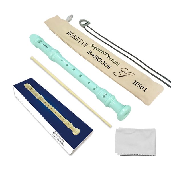 HOSEYIN Soprano Recorder Baroque style German style C Key 8 Holes Soprano Recorder for Beginners Kids students (Baroque, Light green)
